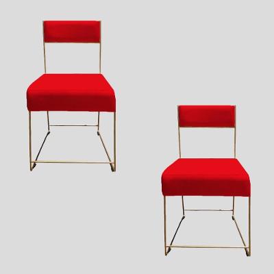 Kit 02 Cadeiras Atena Base De Ferro Maciço Dourada Suede Vermelho D'classe Decor