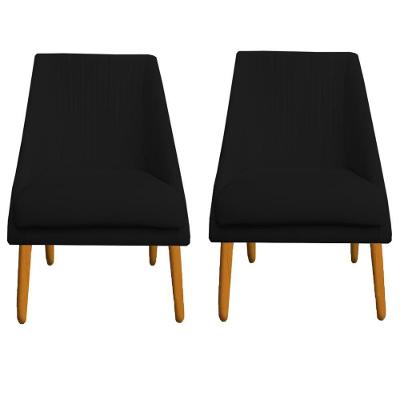 Kit 02 Cadeiras Para Sala De Jantar Ana Pés Palito Veludo Preto D'classe Decor