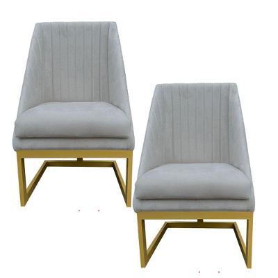 Kit 02 Cadeiras Para Sala De Jantar Ana Base De Ferro Suede Bege D'classe Decor