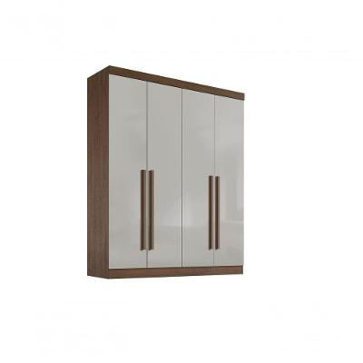 Guarda-roupa Da Vinci Plus 4 Portas 3 Gavetas Sem Pés - D' Doro Castanho-off White