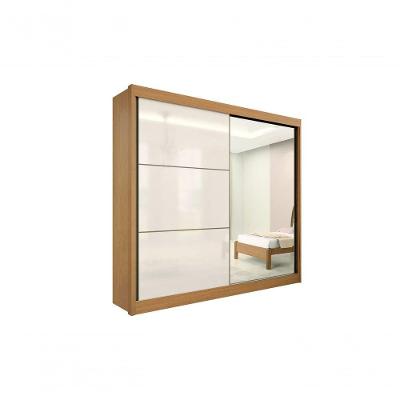 Guarda Roupa Titanium 2 Portas 6 Gavetas Com Espelho Sem Pés D' Doro Cinamomo-off White