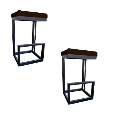 Kit 02 Banquetas Londres Base De Ferro Sued Marrom D'classe Decor