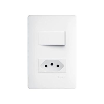 Interruptor Simples E Tomada 2p+t 10a Fame Habitat Com Placa 4x2 Branco
