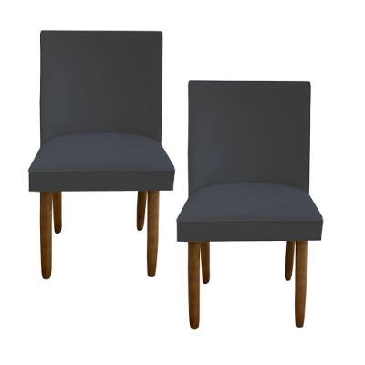 Kit 02 Cadeiras Para Sala De Jantar Tóquio Pés Palito Suede Grafite D'classe Decor