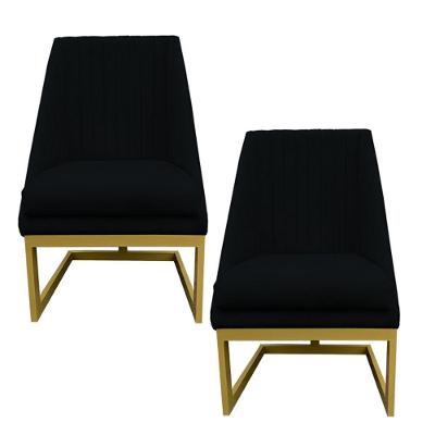 Kit 02 Cadeiras Para Sala De Jantar Ana Base De Ferro Suede Preto D'classe Decor
