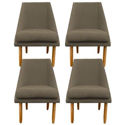 Kit 04 Cadeiras Para Sala De Jantar Ana Pés Palito Suede Marrom Rato D'classe Decor