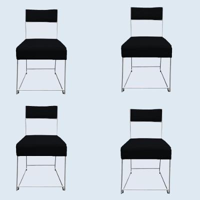 Kit 04 Cadeiras Atena Base De Ferro Maciço Prata Suede Preto D'classe Decor