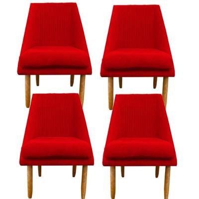 Kit 04 Cadeiras Para Sala De Jantar Ana Pés Palito Suede Vermelho D'classe Decor