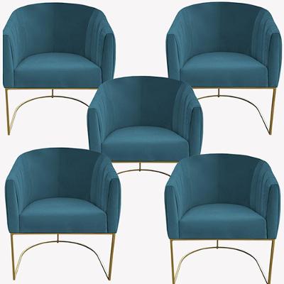 Kit 05 Poltrona Julia Com Base De Ferro Sala De Estar Escritório Recepção Clinica Suede Azul Tiffany D'classe Decor