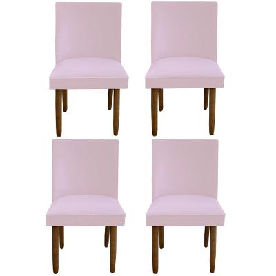 Kit 04 Cadeiras Para Sala De Jantar Tóquio Pés Palito Suede Rosa Bebê D'classe Decor