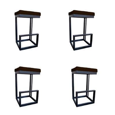 Kit 04 Banquetas Londres Base De Ferro Sued Marrom D'classe Decor