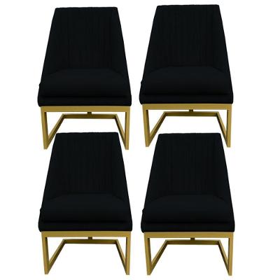 Kit 04 Cadeiras Para Sala De Jantar Ana Base De Ferro Suede Preto D'classe Decor