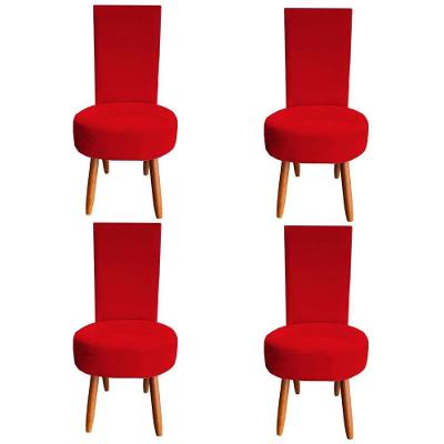 Kit 04 Cadeiras De Jantar Lisboa Sued Vermelho D'classe Decor