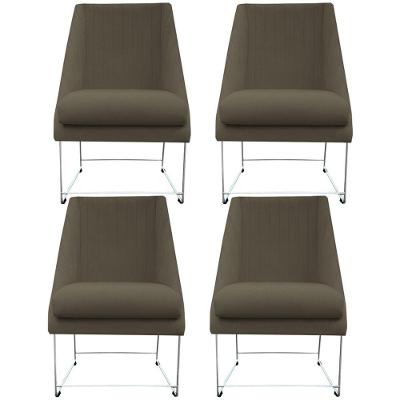 Kit 04 Cadeiras Ana Base De Ferro Prata Suede Grafite D'classe Decor