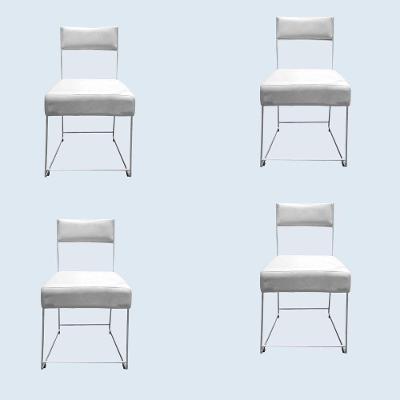 Kit 04 Cadeiras Atena Base De Ferro Maciço Prata Suede Bege D'classe Decor