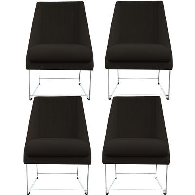 Kit 04 Cadeiras Ana Base De Ferro Prata Suede Marrom D'classe Decor