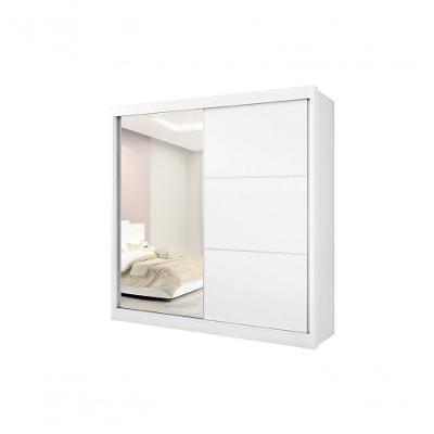 Guarda Roupa Titanium 2 Portas 6 Gavetas Com Espelho Sem Pés D' Doro Branco