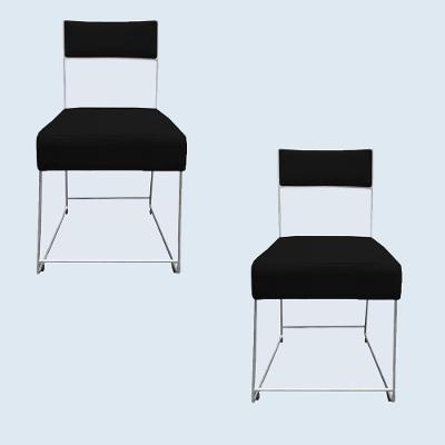 Kit 02 Cadeiras Atena Base De Ferro Maciço Prata Veludo Preto D'classe Decor