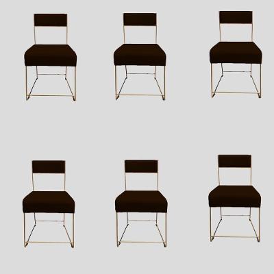 Kit 06 Cadeiras Atena Base De Ferro Maciço Dourada Suede Marrom D'classe Decor