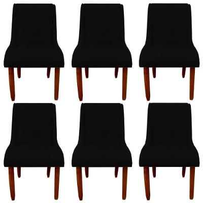 Kit 06 Cadeiras Para Sala De Jantar Lizz Pés Palito Veludo Preto D'classe Decor