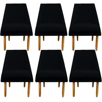 Kit 06 Cadeiras Para Sala De Jantar Ana Pés Palito Suede Preto D'classe Decor