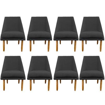 Kit 08 Cadeiras Para Sala De Jantar Ana Pés Palito Suede Grafite D'classe Decor