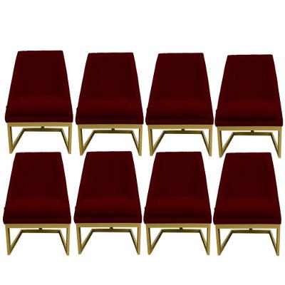 Kit 08 Cadeiras Para Sala De Jantar Ana Base De Ferro Suede Marsala D'classe Decor