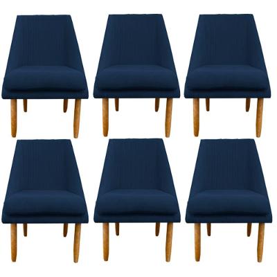 Kit 06 Cadeiras Para Sala De Jantar Ana Pés Palito Suede Azul Marinho D'classe Decor