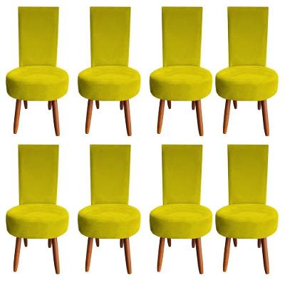 Kit 08 Cadeiras De Jantar Lisboa Sued Amarelo D'classe Decor