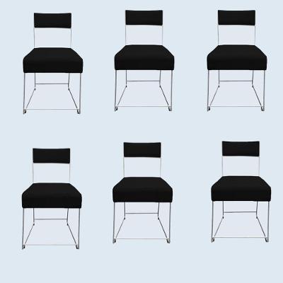 Kit 06 Cadeiras Atena Base De Ferro Maciço Prata Veludo Preto D'classe Decor