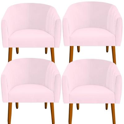Kit 04 Poltrona Julia Decoração Salão Cadeira Escritório Recepção Estar Amamentação Suede Rosa Bebê D'classe Decor