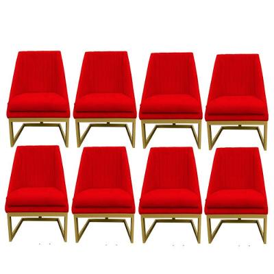 Kit 08 Cadeiras Para Sala De Jantar Ana Base De Ferro Suede Vermelho D'classe Decor