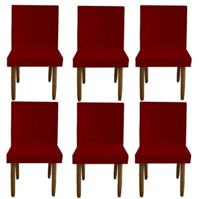 Kit 06 Cadeiras Para Sala De Jantar Tóquio Pés Palito Suede Vermelho D'classe Decor