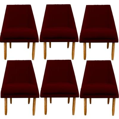 Kit 06 Cadeiras Para Sala De Jantar Ana Pés Palito Suede Marsala D'classe Decor