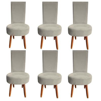 Kit 06 Cadeiras De Jantar Lisboa Sued Bege D'classe Decor