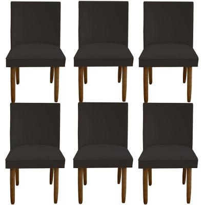 Kit 06 Cadeiras Para Sala De Jantar Tóquio Pés Palito Suede Marrom D'classe Decor