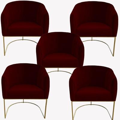 Kit 05 Poltrona Julia Com Base De Ferro Sala De Estar Escritório Recepção Clinica Suede Marsala D'classe Decor