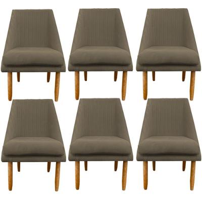 Kit 06 Cadeiras Para Sala De Jantar Ana Pés Palito Suede Marrom Rato D'classe Decor