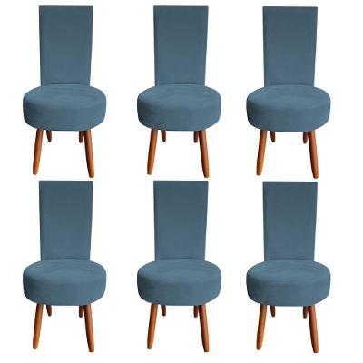 Kit 06 Cadeiras De Jantar Lisboa Sued Azul Tiffany D'classe Decor