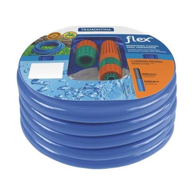 Mangueira 2 Camadas Flex Azul Pvc Com Engates Rosqueados E Esguicho 15m - Tramontina