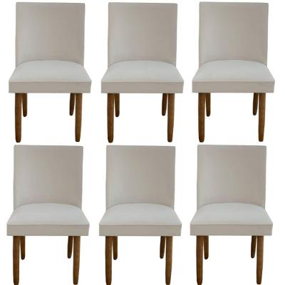 Kit 06 Cadeiras Para Sala De Jantar Tóquio Pés Palito Suede Bege D'classe Decor