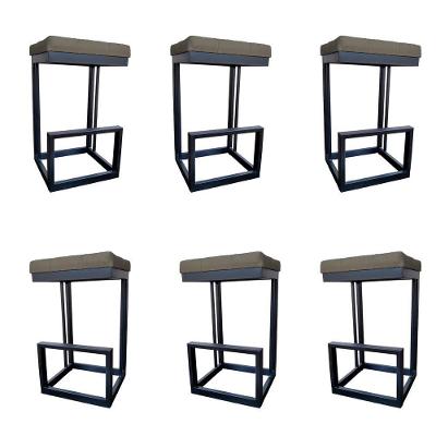 Kit 06 Banquetas Londres Base De Ferro Sued Marrom Rato D'classe Decor