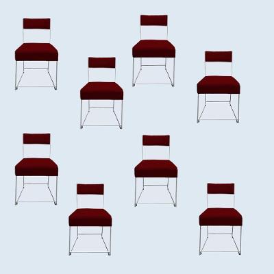 Kit 08 Cadeiras Atena Base De Ferro Maciço Prata Suede Marsala D'classe Decor