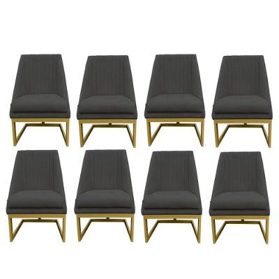 Kit 08 Cadeiras Para Sala De Jantar Ana Base De Ferro Suede Grafite D'classe Decor
