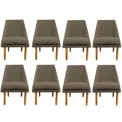 Kit 08 Cadeiras Para Sala De Jantar Ana Pés Palito Suede Marrom Rato D'classe Decor