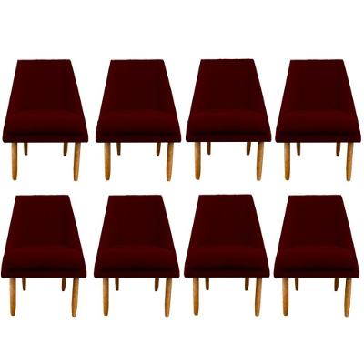Kit 08 Cadeiras Para Sala De Jantar Ana Pés Palito Suede Marsala D'classe Decor