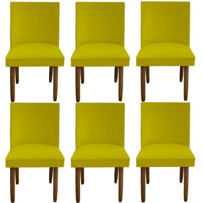 Kit 06 Cadeiras Para Sala De Jantar Tóquio Pés Palito Suede Amarelo D'classe Decor