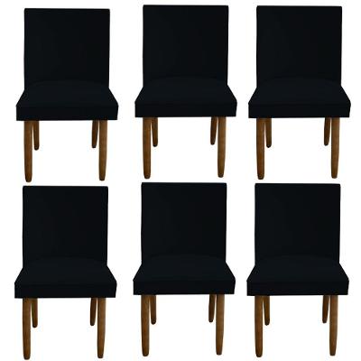 Kit 06 Cadeiras Para Sala De Jantar Tóquio Pés Palito Suede Preto D'classe Decor