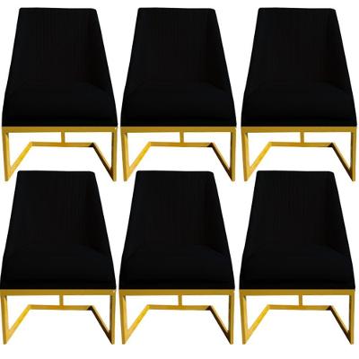 Kit 06 Cadeiras Para Sala De Jantar Ana Base De Ferro Veludo Preto D'classe Decor