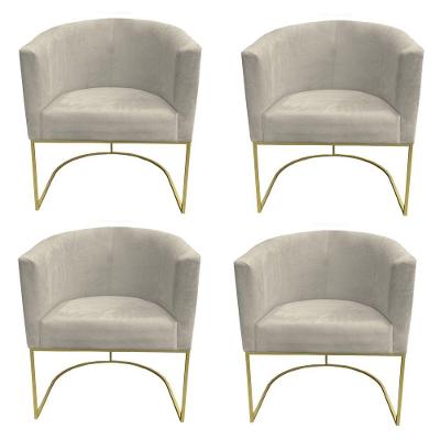 Kit 04 Poltronas Paola Base De Ferro Sued Bege D'classe Decor